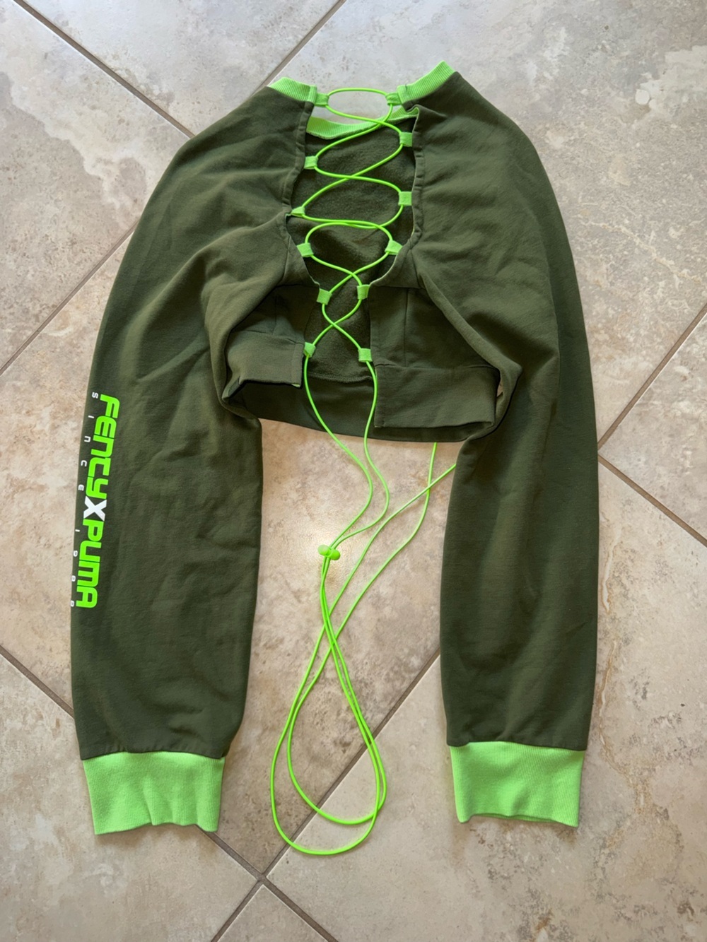Fenty x Puma Rihanna Lace-Up Sweatshirt Olive S